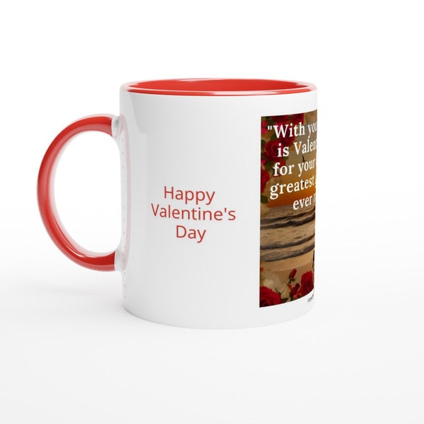 Romantische beker/mok Happy Valentijn, originele en unieke tekst, kleur v/d liefde, vaatwasser veilig, authentiek, beste cadeau voor haar