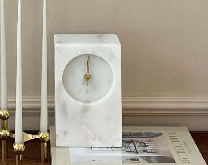 Handmade Marble Desk Clock – Minimalist Luxury Home Décor