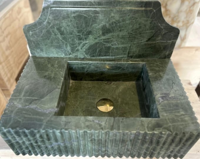 Handcrafted Green Marble Sink Natural Stone Bathroom Vanity