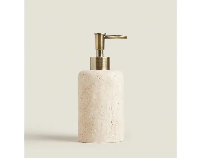 Handcrafted Marble Soap Dispenser | Natural Stone Bathroom & Kitchen Pump Bottle | Minimalist Luxury Home Decor