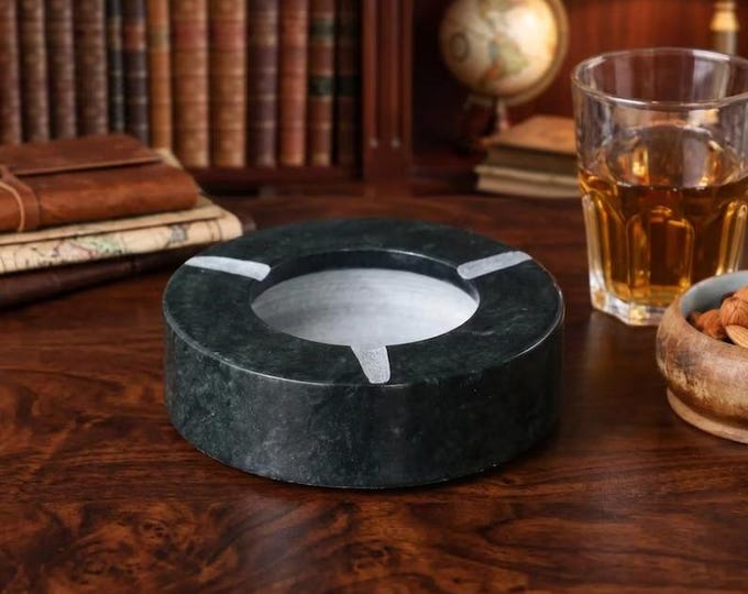 Black Marble Ashtray – Modern Stone Cigarette Holder