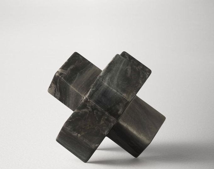 Neutral Contemporary Marble Jack Sculptures – 6.5" & 7" Decorative Modern Accents