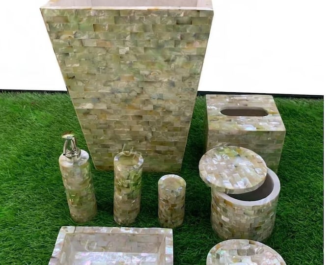Handmade Mother of Pearl Bathroom Set: Luxury Stone Decor