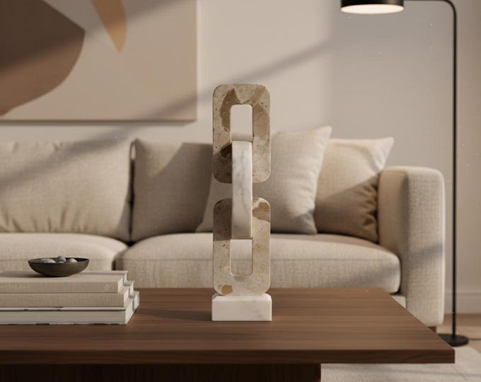 Handcrafted Marble and Stone Decorative Chain Link Sculpture