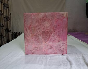 Rose Quartz Cube Table | Pink Crystal Side Table