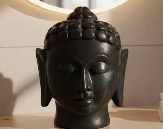 Black Buddha Head Sculpture