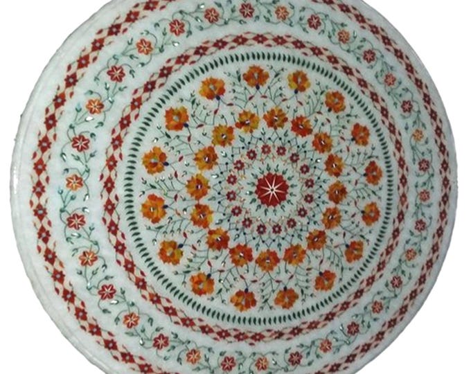 Handmade Marble Table Top: Floral Inlay Pietra Dura Art
