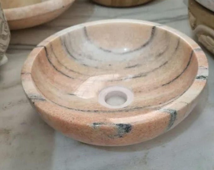 Pink marble Counter Sink, Sun Set Marble Washbasin Sink custom order