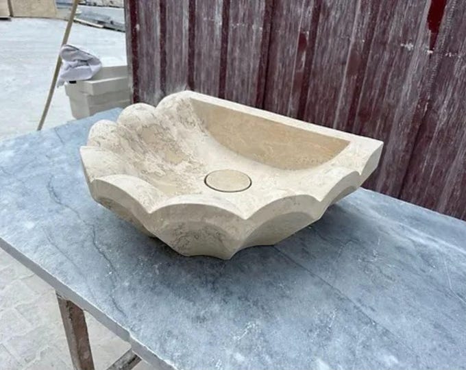 Italian Travertine Countertop Washbasin Sink For Bathroom
