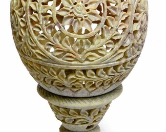 Candle Holder Soapstone Hand Carved Work Home Decorative
