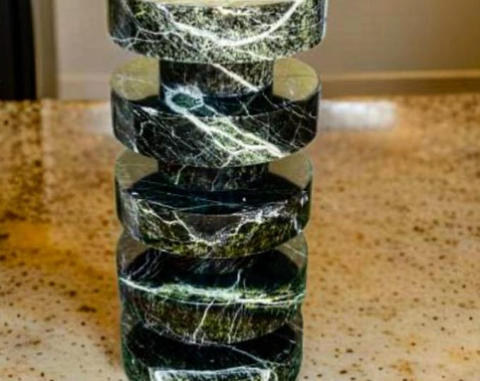 Handcrafted Marble Side Table: Cherry Red, White Carrara, Nero Marquina