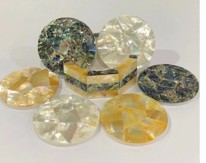 Marble Coaster Set Semi Precious Stones Pietra Dura overlay Work