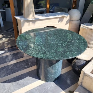 Natural Green Marble Dining Table Handmade Round Custom Kitchen Table