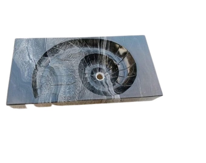 Black Marble Ammonite Sink, Luxury Fossil Stone Basin