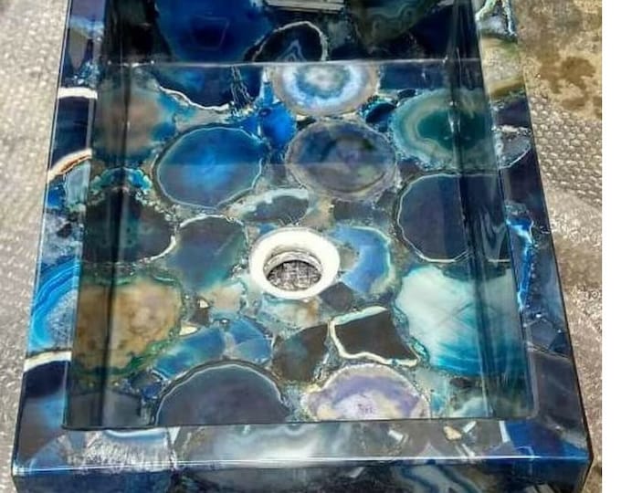 Handmade Blue Agate Vessel Sink Luxury Bathroom Basin