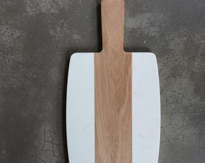 Handmade Marble and Wood Serving Board | Modern Cheese Board & Charcuterie Platter