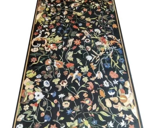Black Marble Table Top/ Kitchen Dining Center Table Top / Inlay Beautiful Art Interior Decor