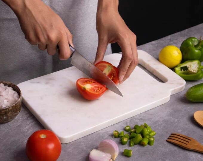 White Marble Cutting Board & Serving Platter 12 x 8 Inches