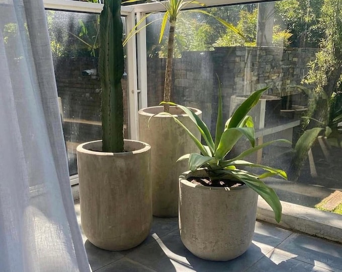 Travertine Stone Planter: Modern Indoor Outdoor Vase