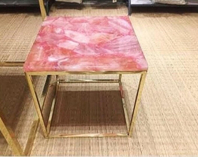 Handmade Rose Quartz Table Top: Coffee, Dining, or Side Table