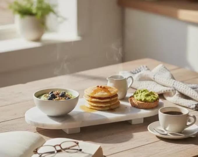 White Marble Serving Tray | Luxury Cheese Board & Coffee Table Decor