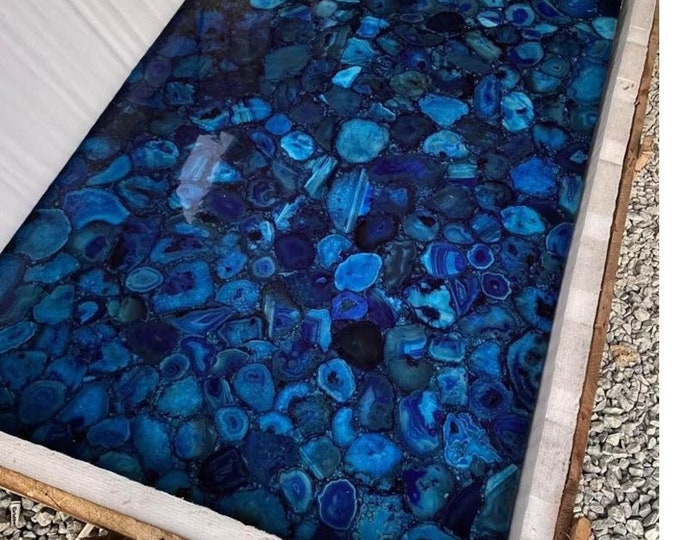 Agate Table , Blue Agate counter Top,Agate Stone Office Desk, Agate Kitchen Counters Slab, Agate Wall Panel, Agate Console Panel