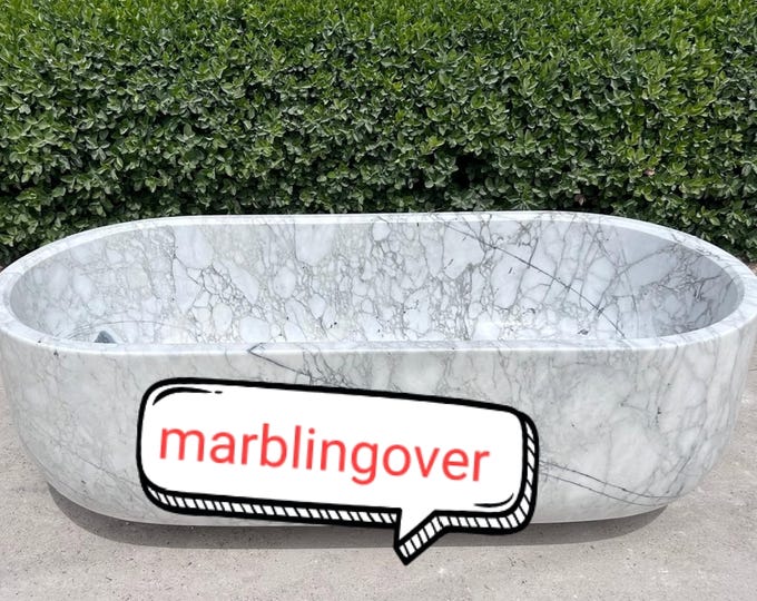 Handcrafted Calacatta Marble Bathtub: Modern Freestanding Stone Tub