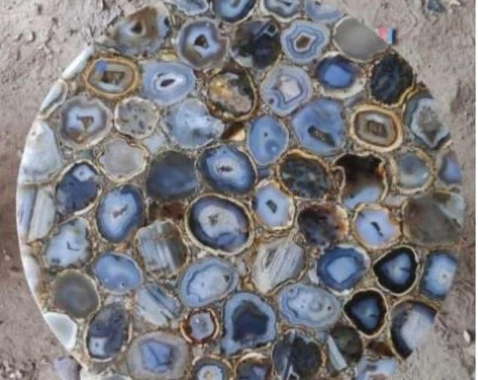 Round Grey Agate Dining Table Top Center Table To Handmade Home Decor