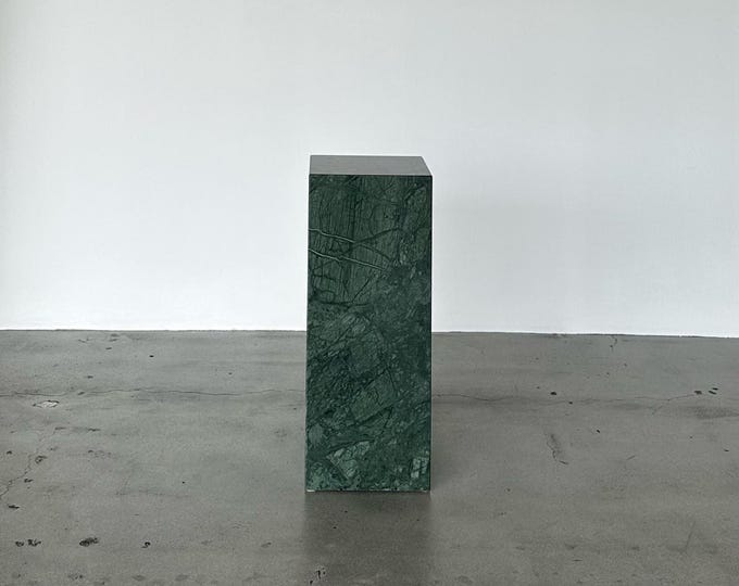 Green Guatemala Marble Plinth Table – Minimalist Polished Stone Furniture