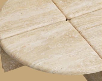 Round Travertine Coffee Table, Modern Sculptural Table