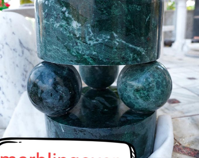 Green Marble Sphere-Support Display Stand / Decorative Marble Pedestal