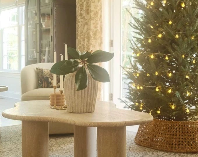 Handmade Travertine Coffee Table: Modern Organic Living Room Furniture