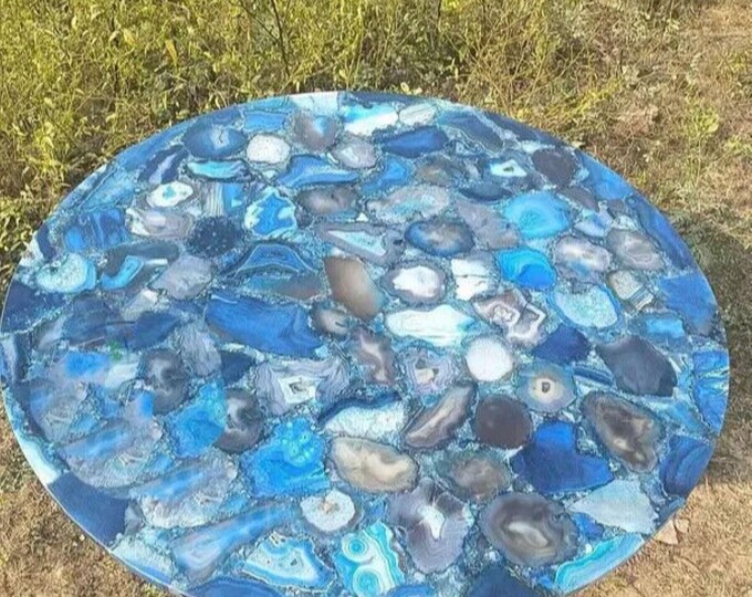 Blue Agate Stone Table Top: Round Slab Countertop, Luxury Furniture