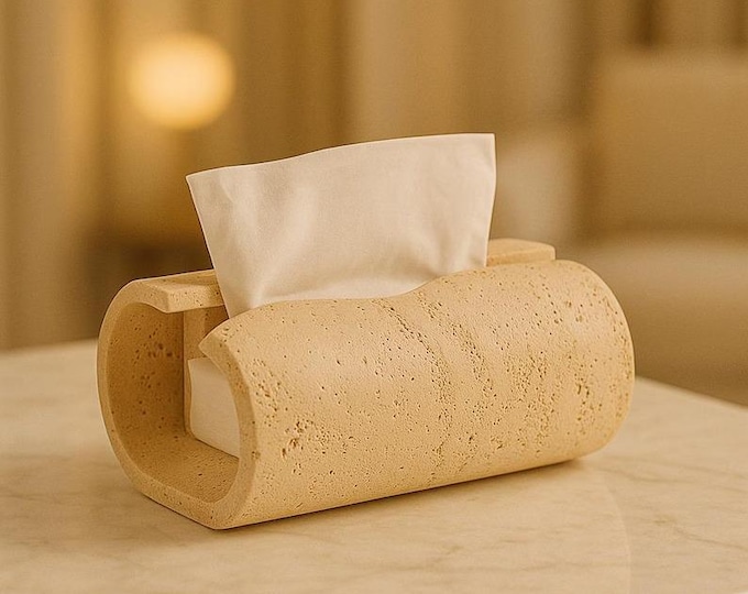 Travertine Stone Tissue Box Holder | Japandi Minimal Home Decor