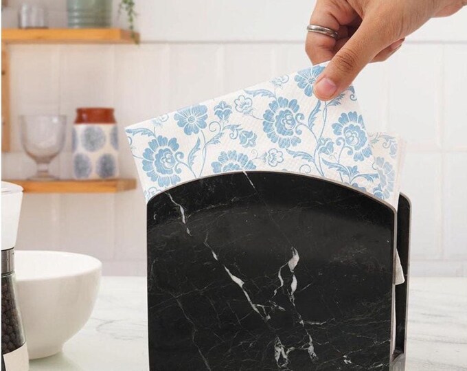 Black Marble Napkin Holder | Minimalist Kitchen Decor