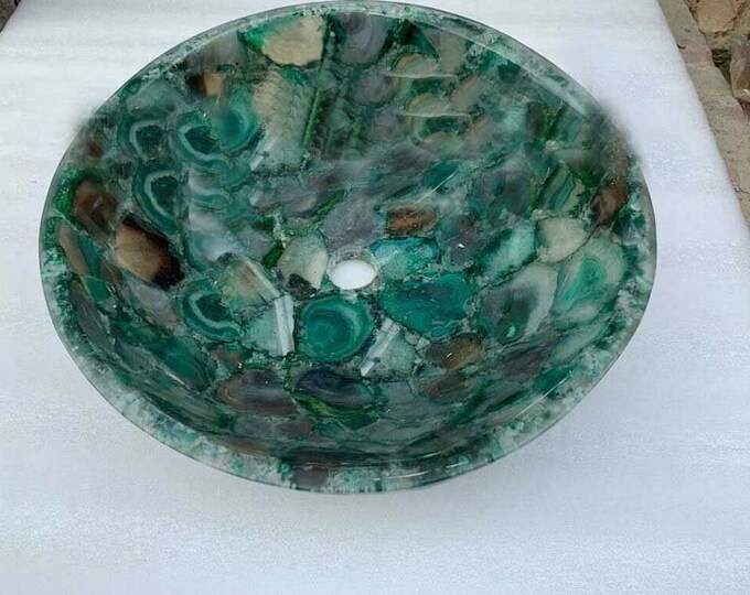 Natural Green Agate Stone Sink: Kitchen Wash Basin