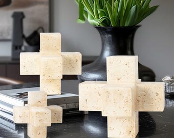 Koyo Jack Geometric Handmade Decorative Stone Sculpture – Modern Abstract Decor Accent for Tabletop & Shelves