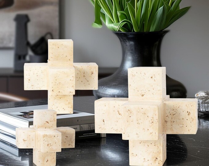 Koyo Jack Geometric Handmade Decorative Stone Sculpture – Modern Abstract Decor Accent for Tabletop & Shelves