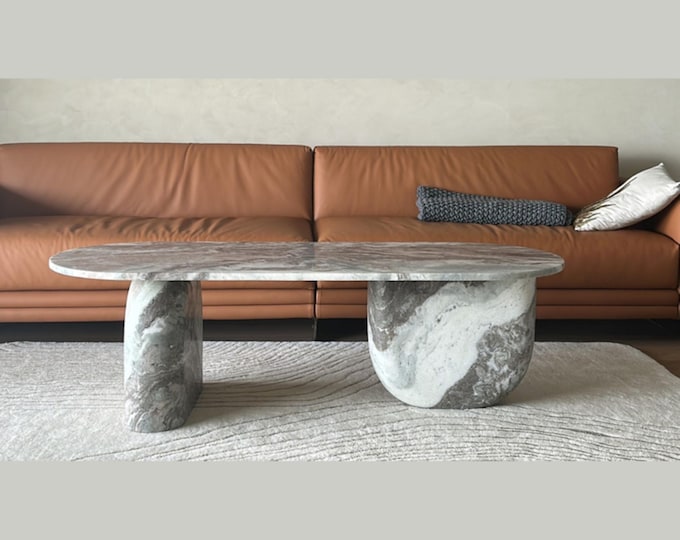 Handmade Marble Coffee Table | Modern Sculptural Stone Table | Luxury Living Room Decor