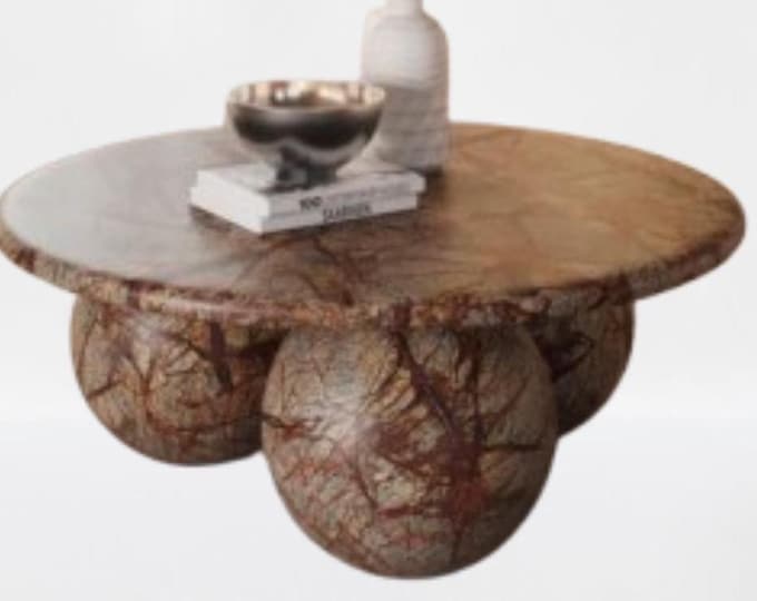 Rainforest Brown Marble Modern Living Room with Artistic Marble Coffee Table
