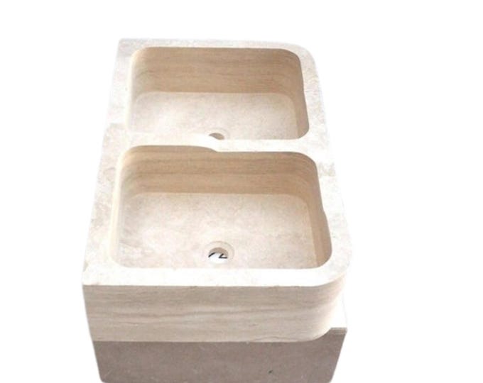 Custom Travertine Marble Sink: Elegant Bathroom & Kitchen Decor