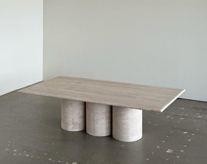 Handcrafted Travertine Coffee Table Minimalist Stone Side Table