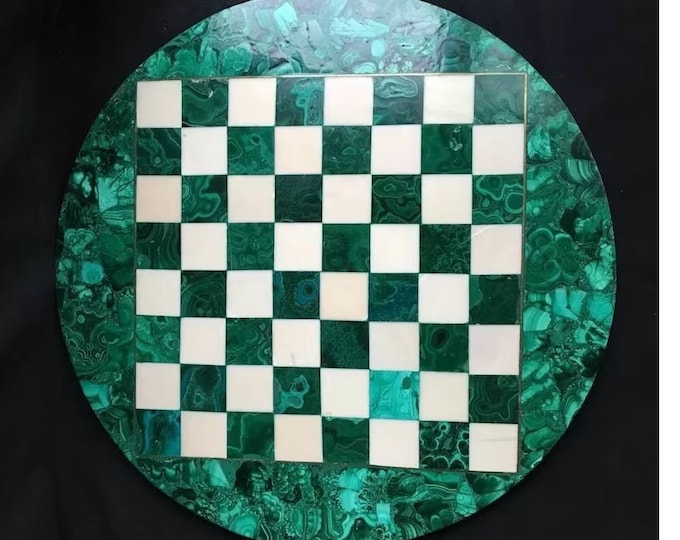 Marble Chess Board Malachite Work Table / Collectible Marble Chess Set Table Handmade Gifts