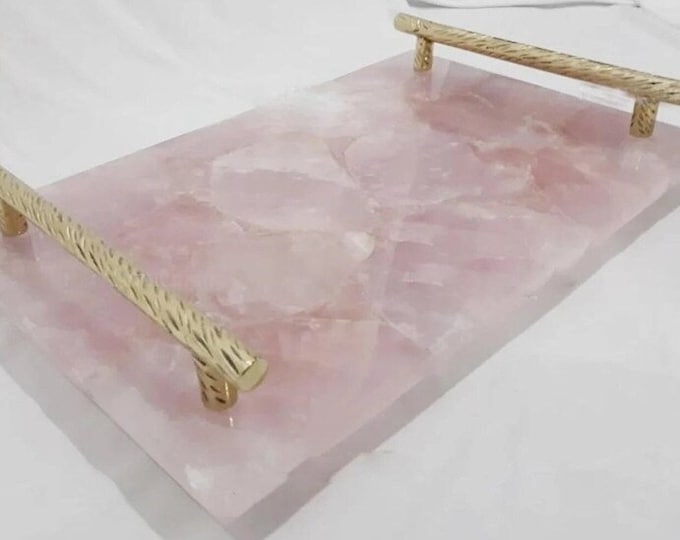 Elevate Your Dining Experience with Luxe Rose Quartz Serving Tray - Premium Quality Decorative Kitchen Tray Plate