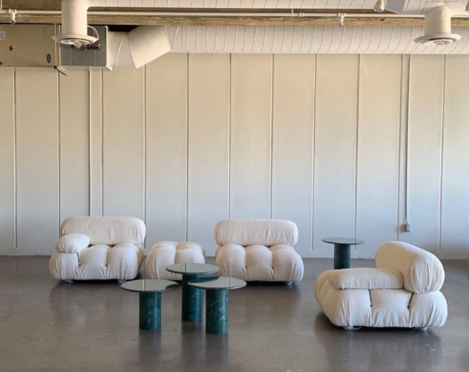 Handmade Green Marble Nesting Coffee Table Set: Vintage Modern Luxury