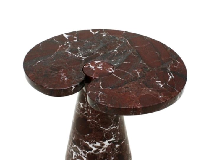 Rosso Levanto Sculptural Marble Side Table – Artistic Accent with Cutout Design