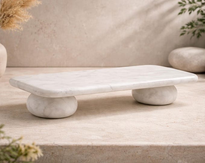 White Marble Raised Stand | Minimalist Stone Display Pedestal