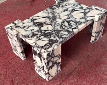 Handmade Calacatta Viola Marble Coffee Table: Modern Minimalist Design