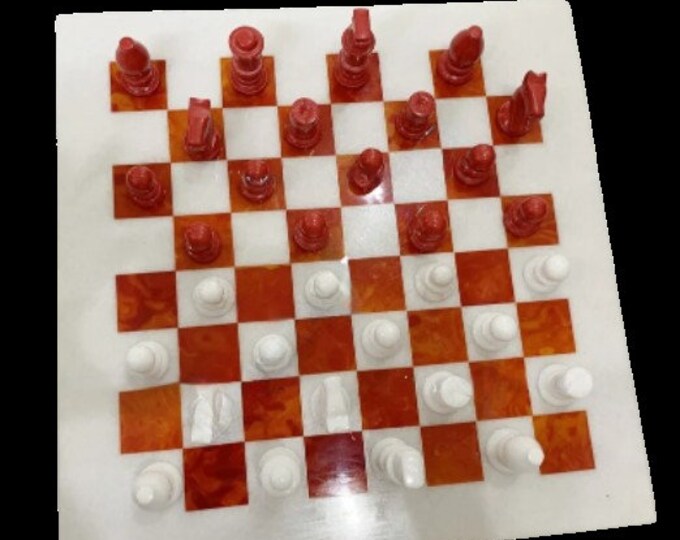 Marble Chess Board Handmade Unique Board Game Carnelian Mosaic Stone Arts Fathers day gift, best gift for her, unique gifts for him,