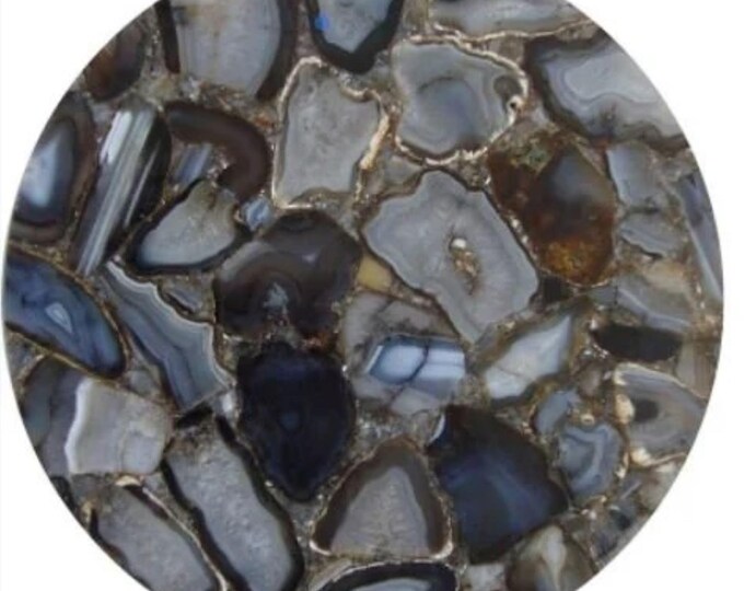 18" Agate Corner Side Table Top Multi Color Semi Precious Stone PietraDura Home Room Decor
